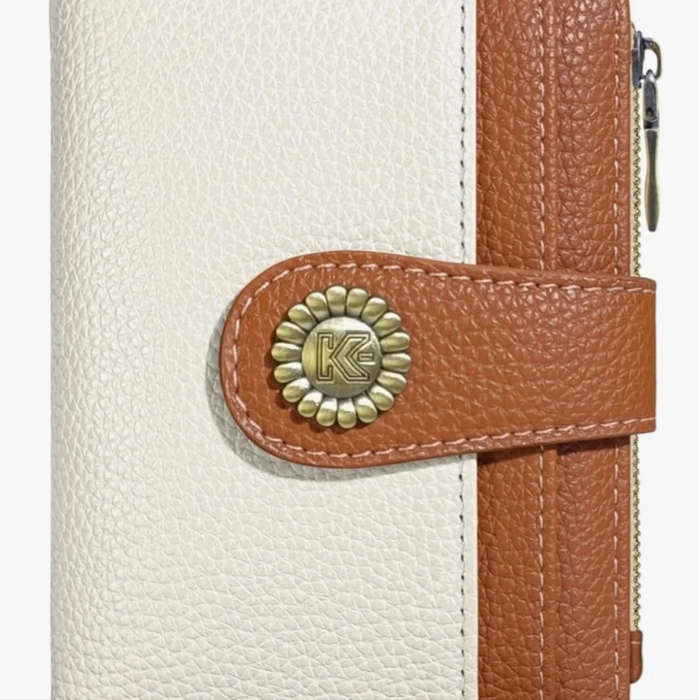 RFID-Blocking White and Brown Wallet
